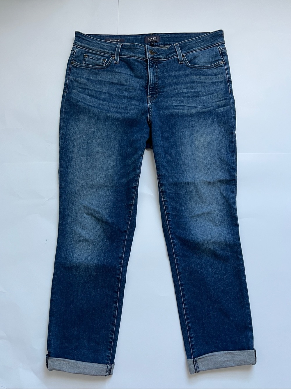 NYDJ Women's Dark Blue Boyfriend Jeans Sz 14 Liftxtuck